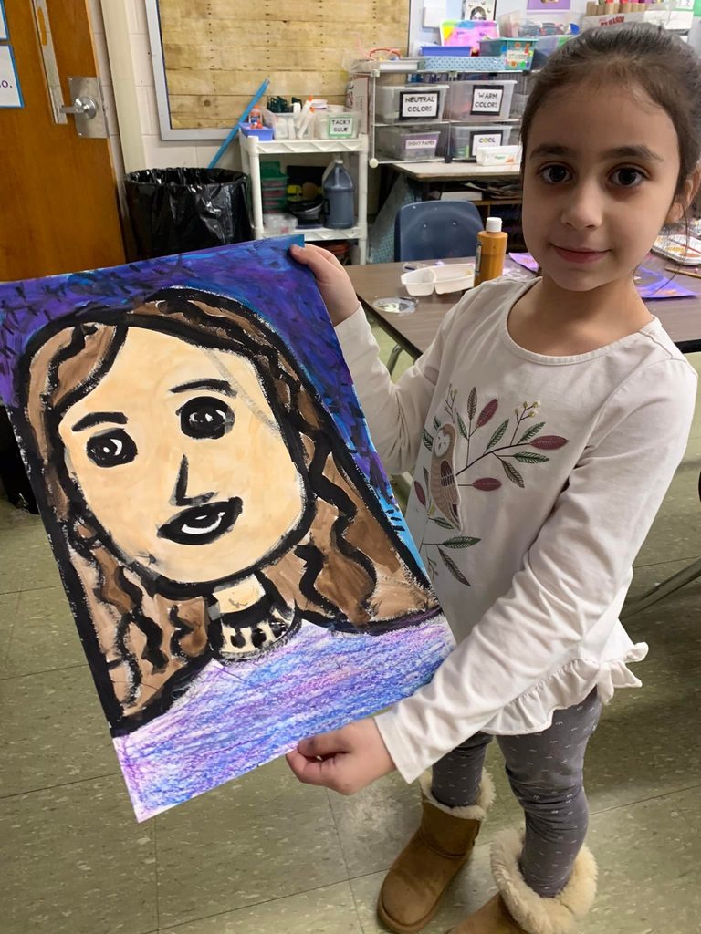 Examples of student art at the Gibbons School