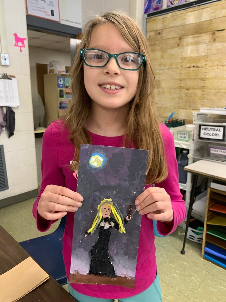 Examples of student art at the Gibbons School