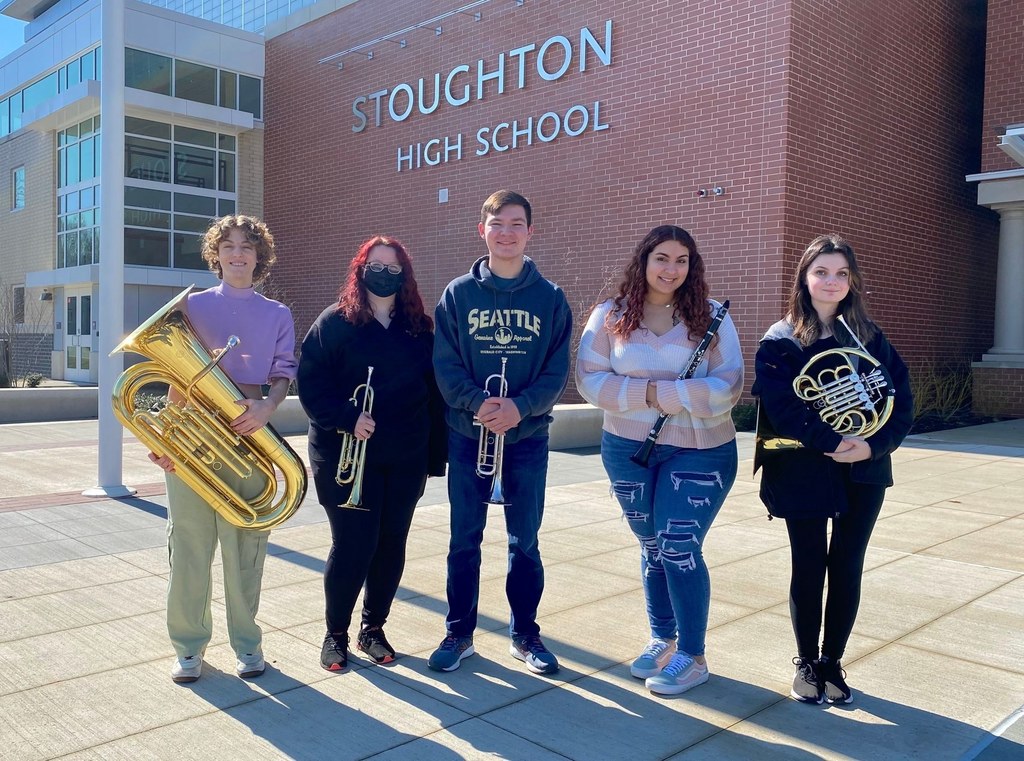 The five SHS students selected to participate in the SEMBSA Senior Festival at Stoughton High on March 18 & 19. 