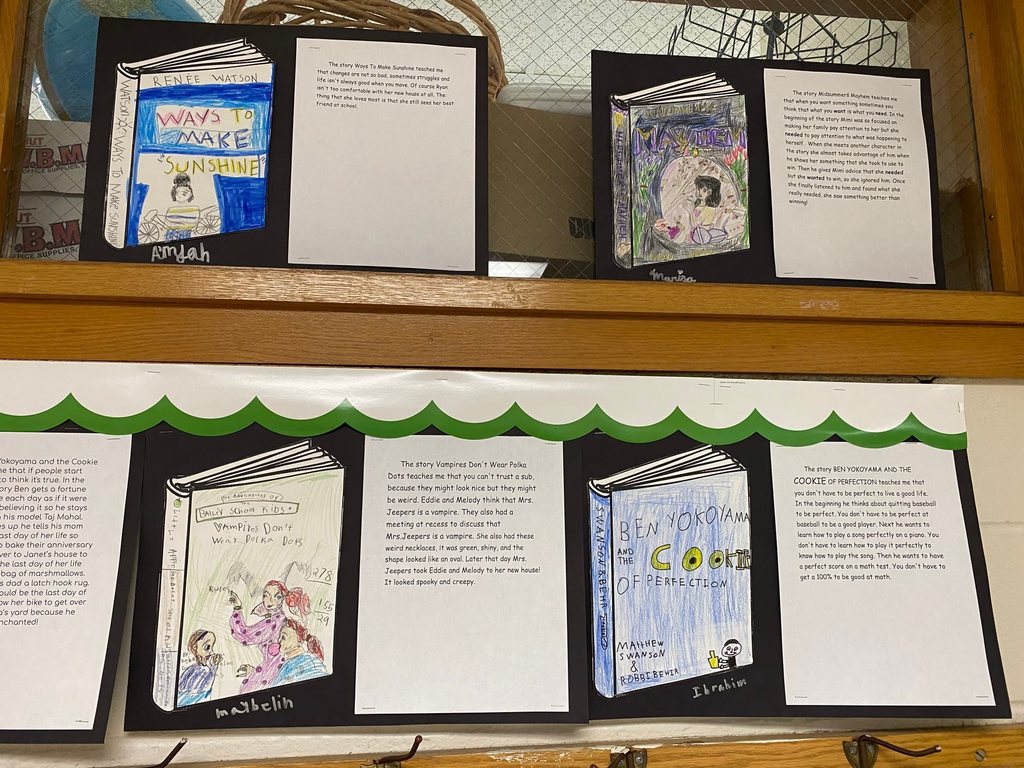  4th grade students at the Hansen School wrote about life lessons and themes found in the fiction books