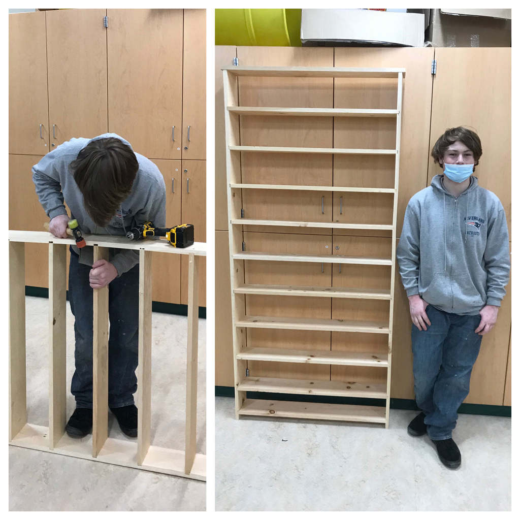 Anthony Taglieri is seen making a bookcase.