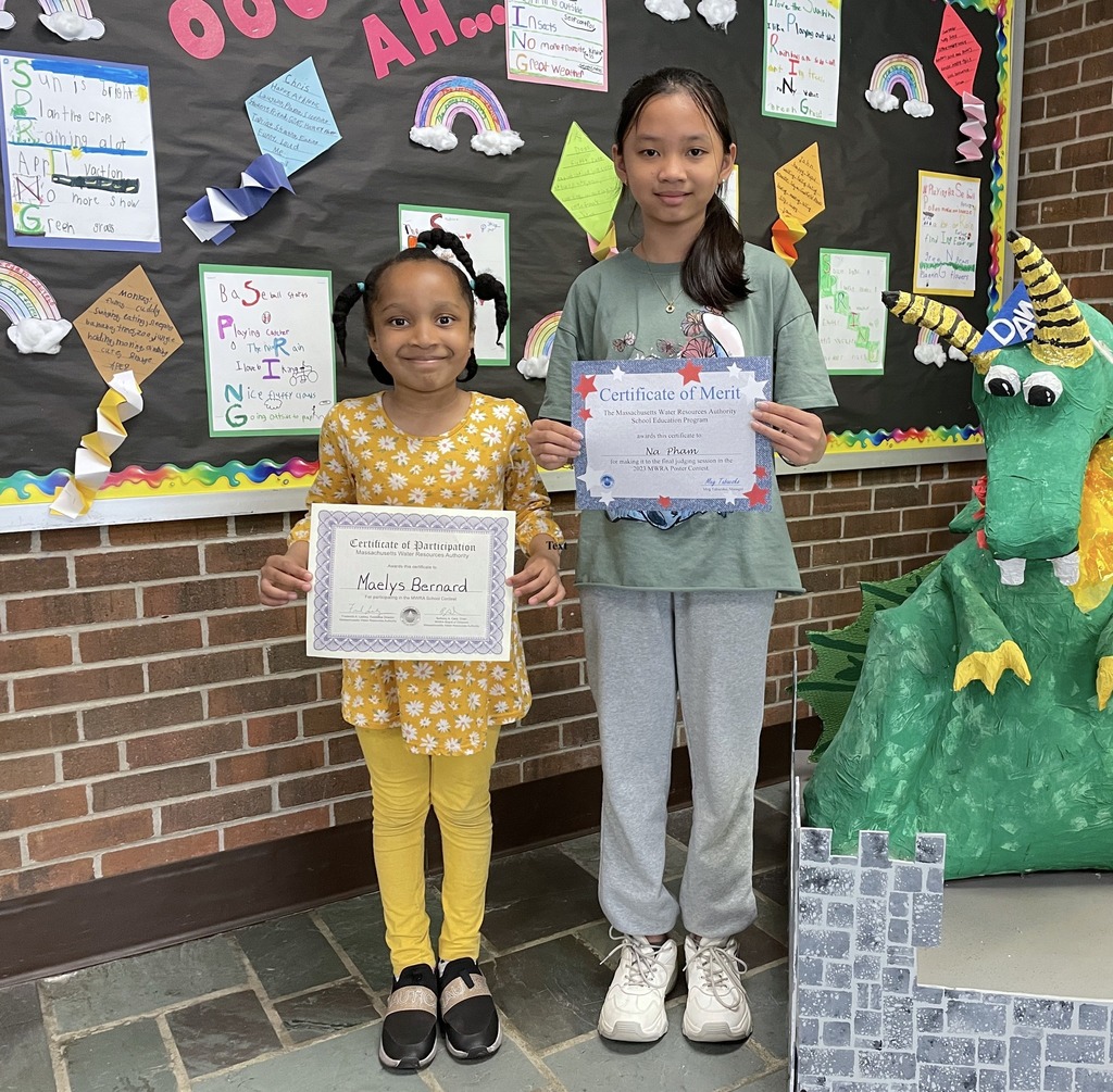 Kindergarten student Maelys Bernard, pictured left, won honorable mention in the K-2 category, and fifth grader Na Pham, pictured right, won honorable mention in the grades 3-5 category. 