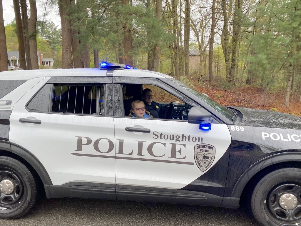 Two South School students won a ride to school in a police cruiser with Chief McNamara!